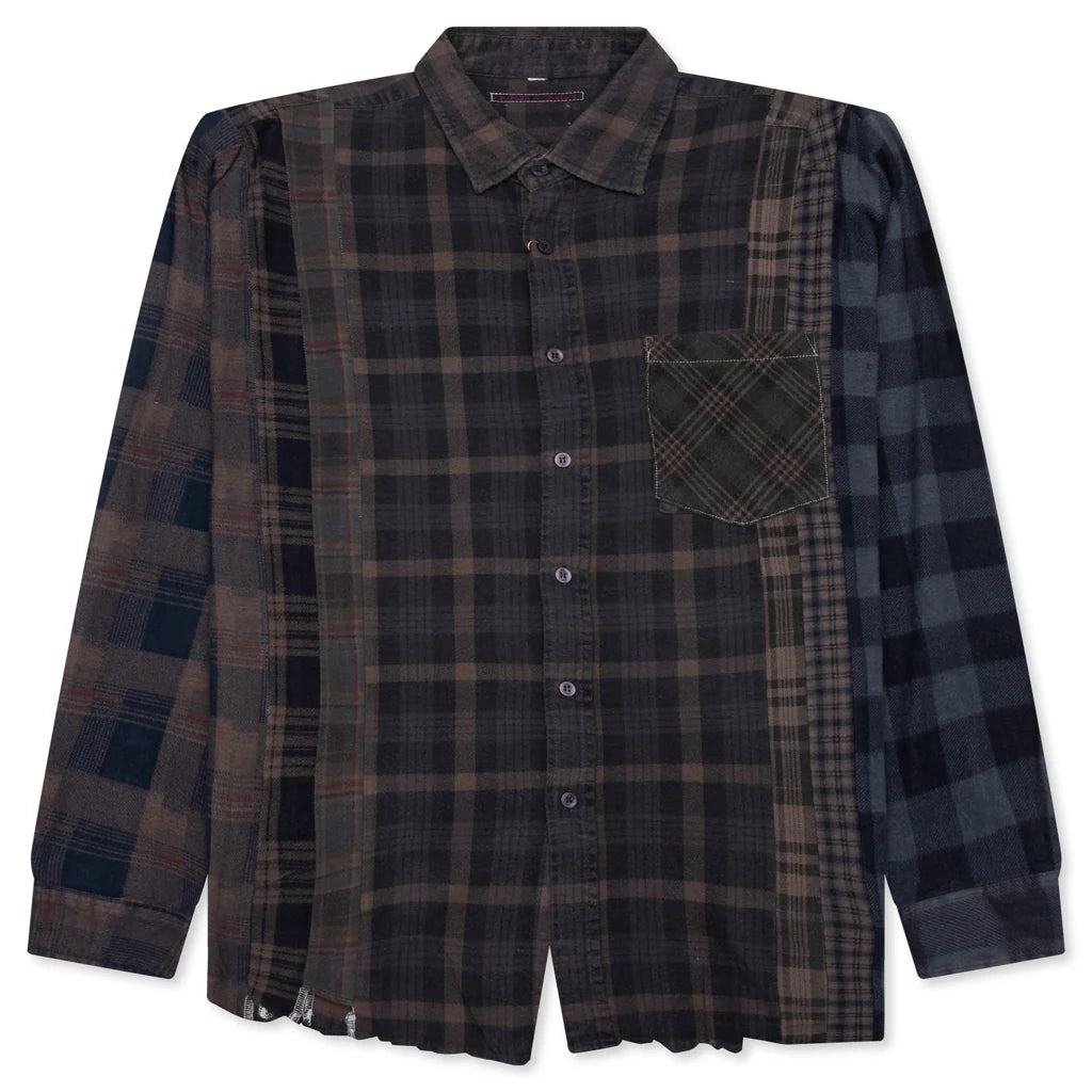Over Dye 7 Cuts Wide Shirt Brown