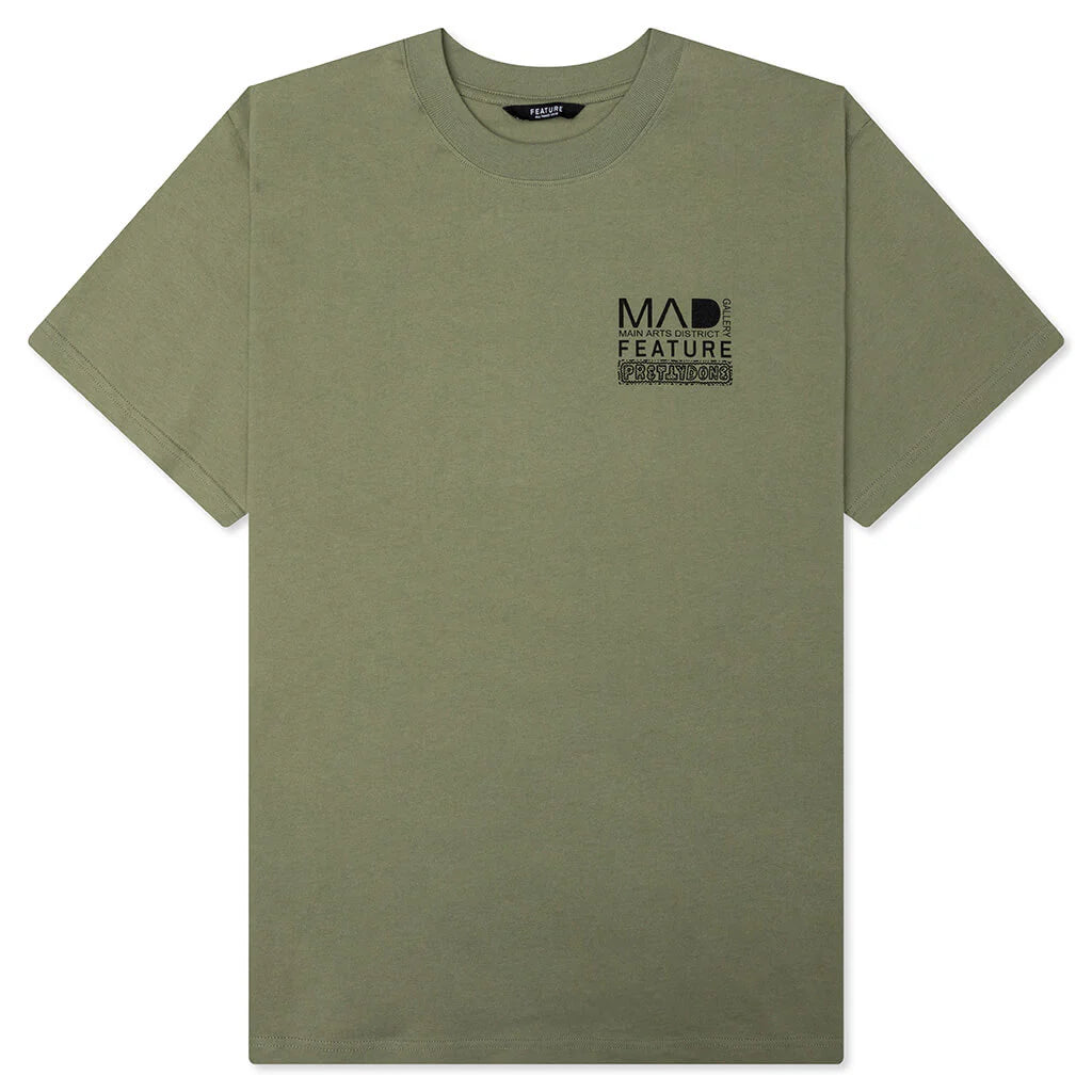 Feature x MAD Gallery x Pretty Done Direction Tee Oil Green