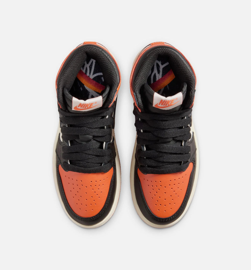 Air Jordan 1 Retro High OG Shattered Backboard Preschool Lifestyle Shoe Black Black Sail Starfish