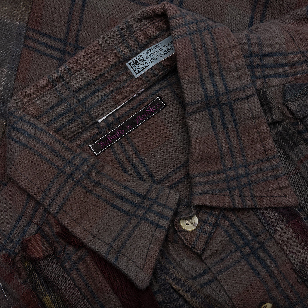 Over Dyed Ribbon Wide Shirt Brown