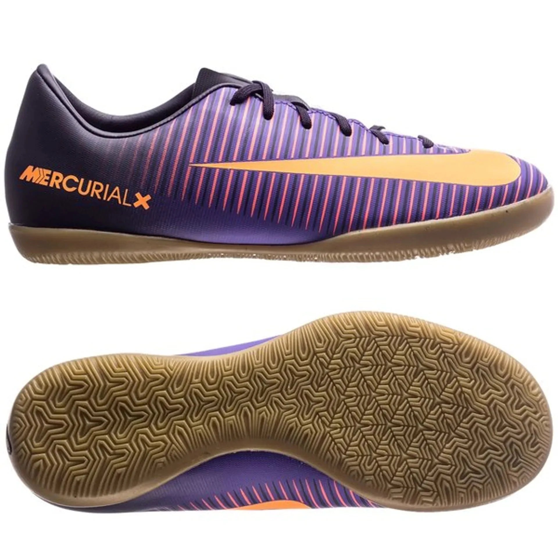 Nike Jr MercurialX Vapor XI IC Indoor Soccer Shoes Purple Orange Grape