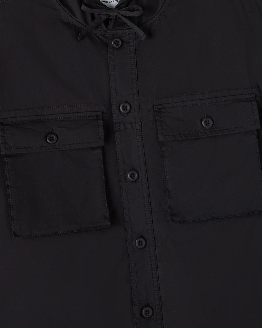 Hooded Button Up Shirt Black
