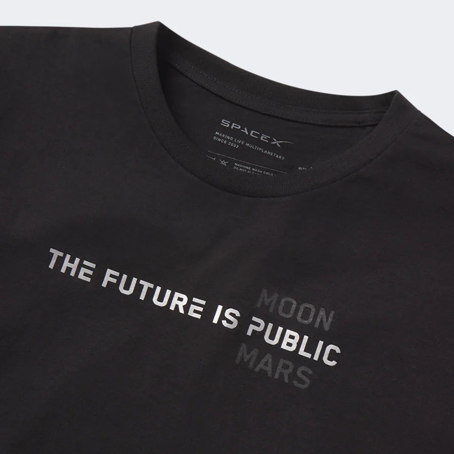 SPACEX UNISEX THE FUTURE IS PUBLIC T SHIRT