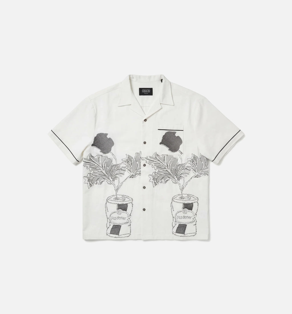 Lattina Mens Short Sleeve Shirt White Black