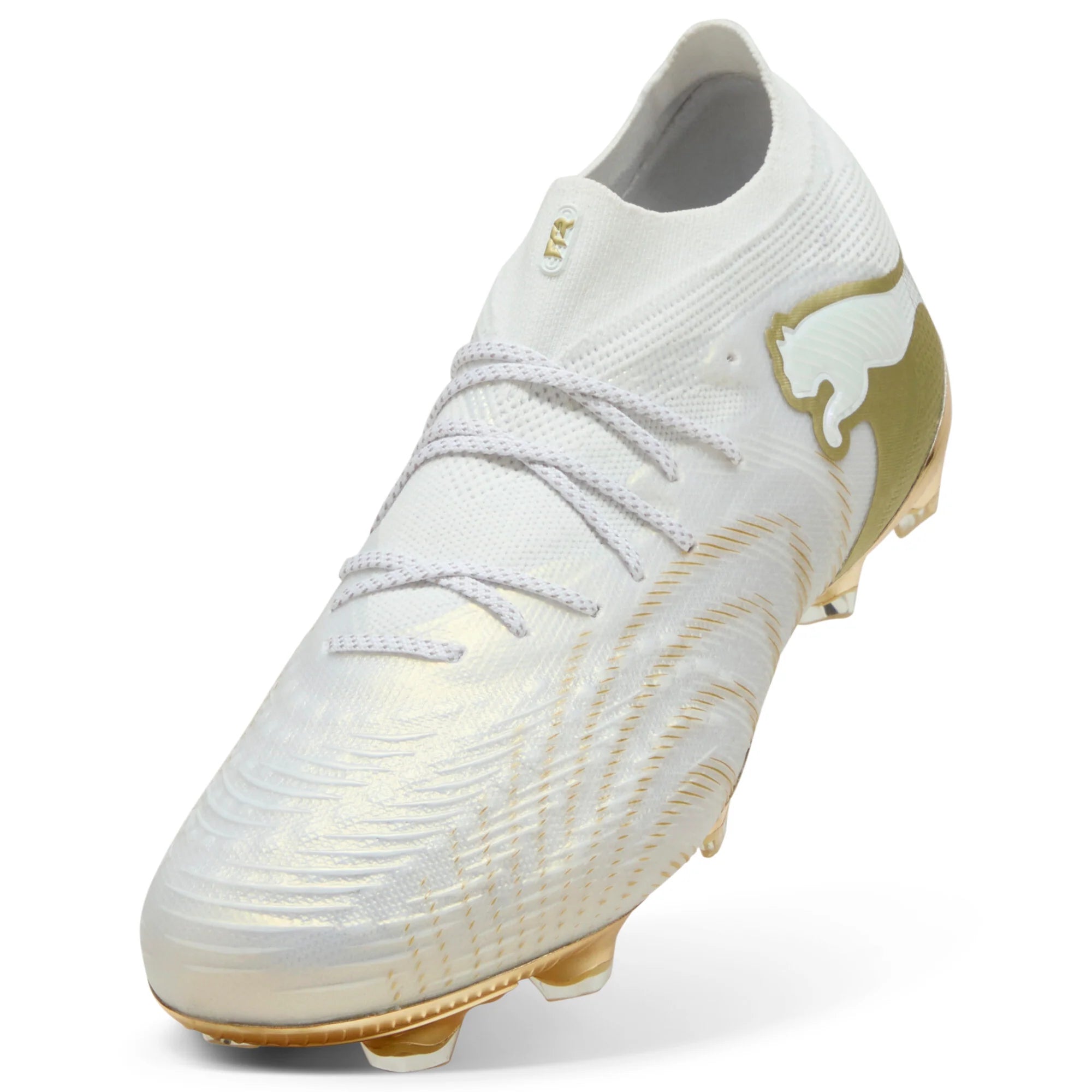 PUMA Future 9 Ultimate FG Firm Ground Mens Soccer Cleats White Gold Black
