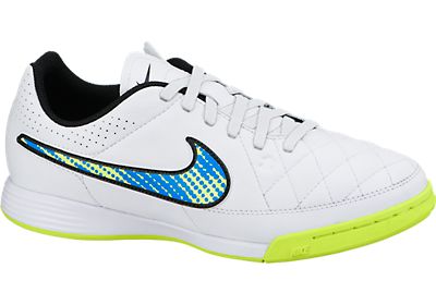 Nike JR Tiempo Genio Leather IC Youth Soccer Shoes White Soar Volt