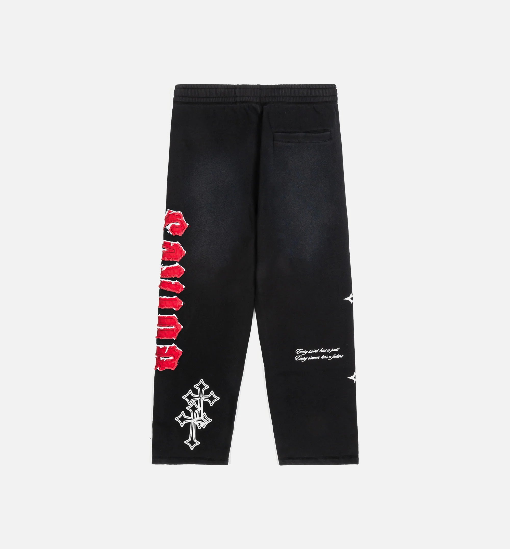 The Savior Straight Fleece Jogger Mens Pant Black Red