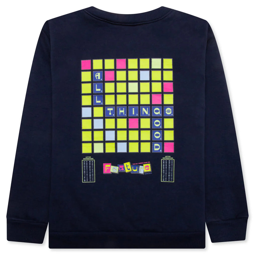 Kids Scrabble Crewneck Navy