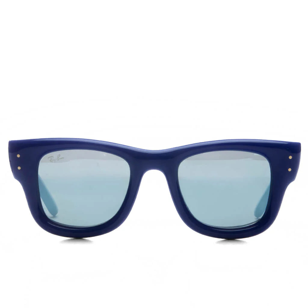 Ray Ban x AAP Rocky Wayfarer Puffer Blue Frame Silver Mirror Lens
