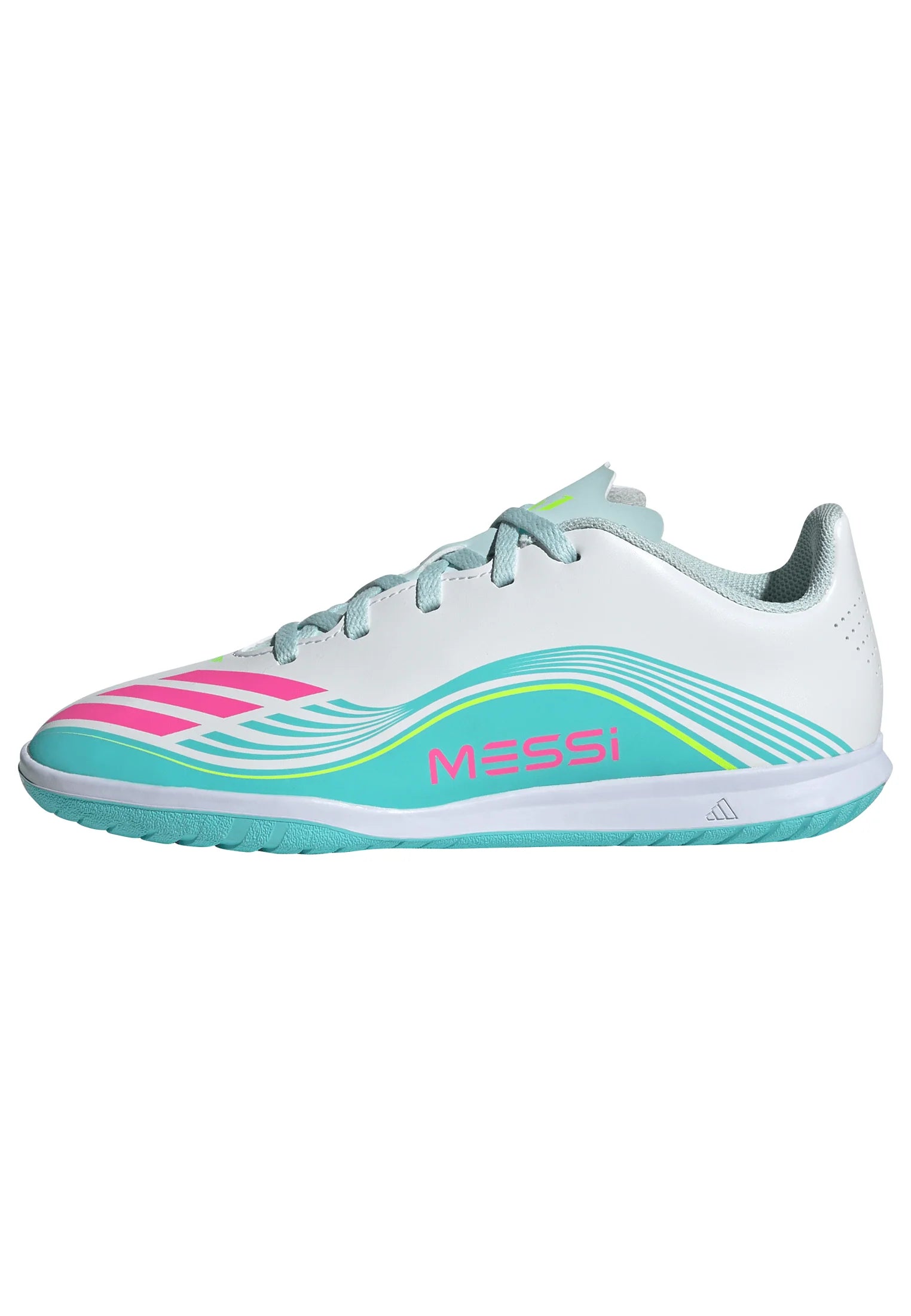 adidas F50 Messi Club IN Indoor Youth Soccer Shoes White Pink Aqua