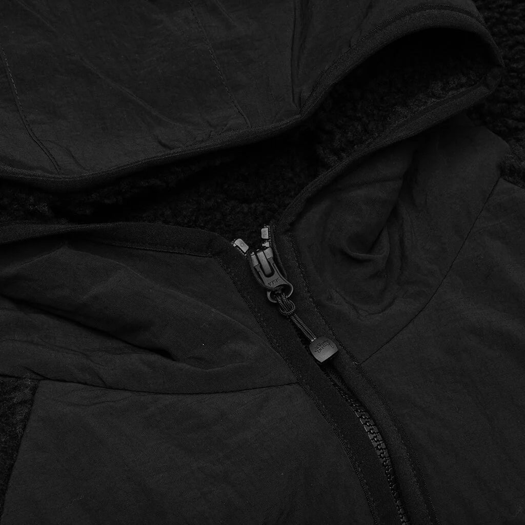 Sherpa Paneled Hooded Jacket Black