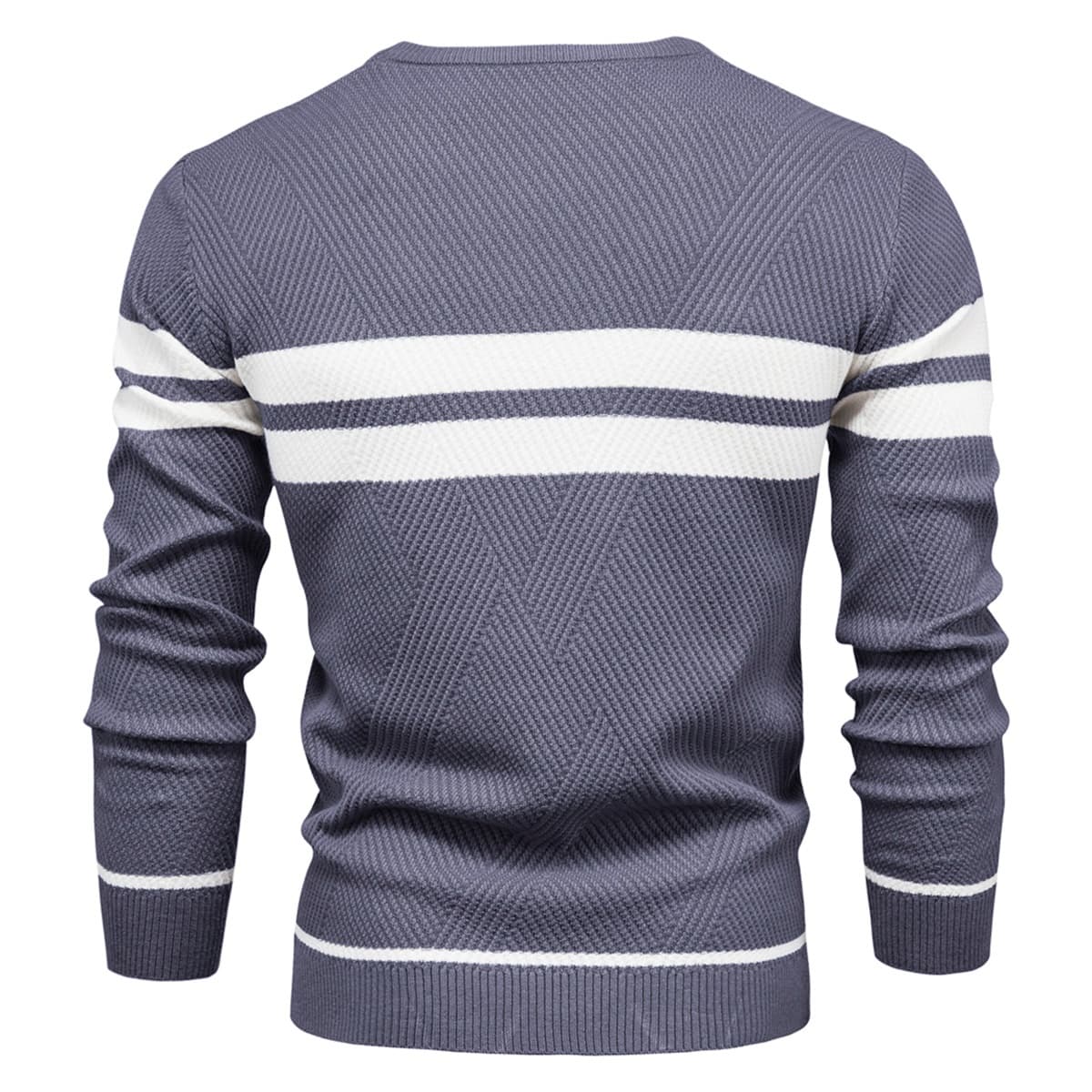 Mens Crew Neck Pullover Striped Sweater