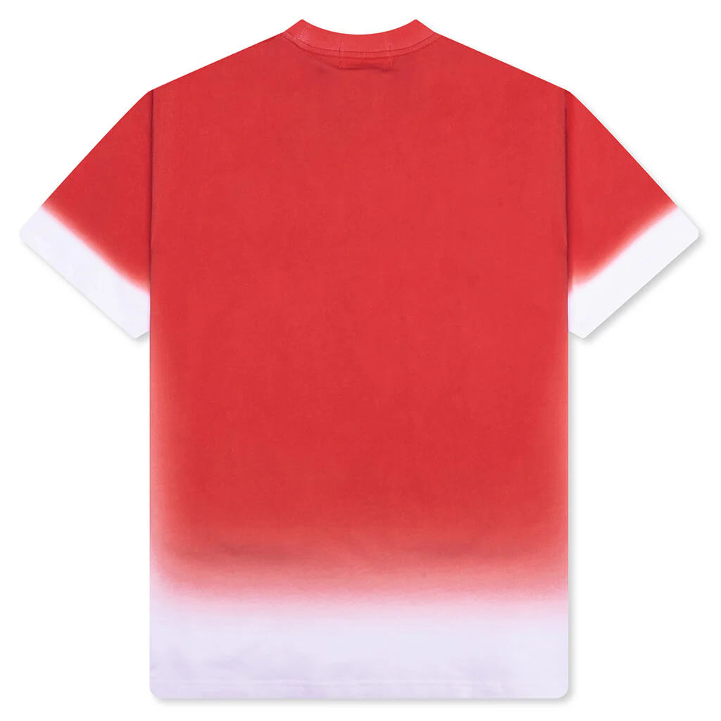 Spray Print Bathing Ape Logo Relaxed Fit Tee Red