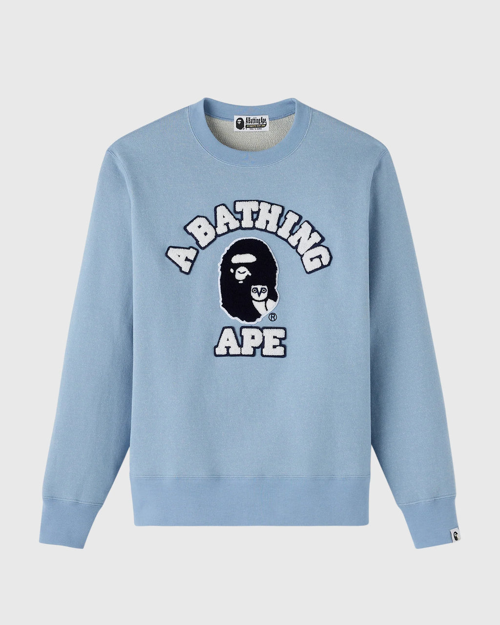 BAPE Denim Fleece College Crewneck Light Indigo