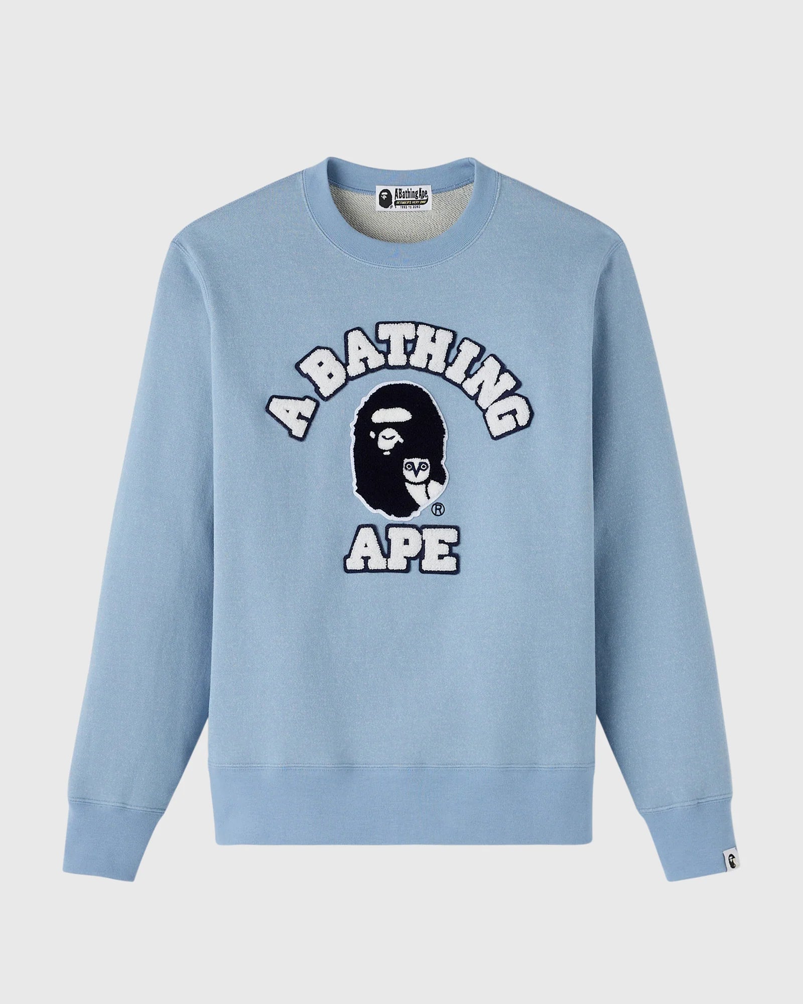 BAPE Denim Fleece College Crewneck Light Indigo