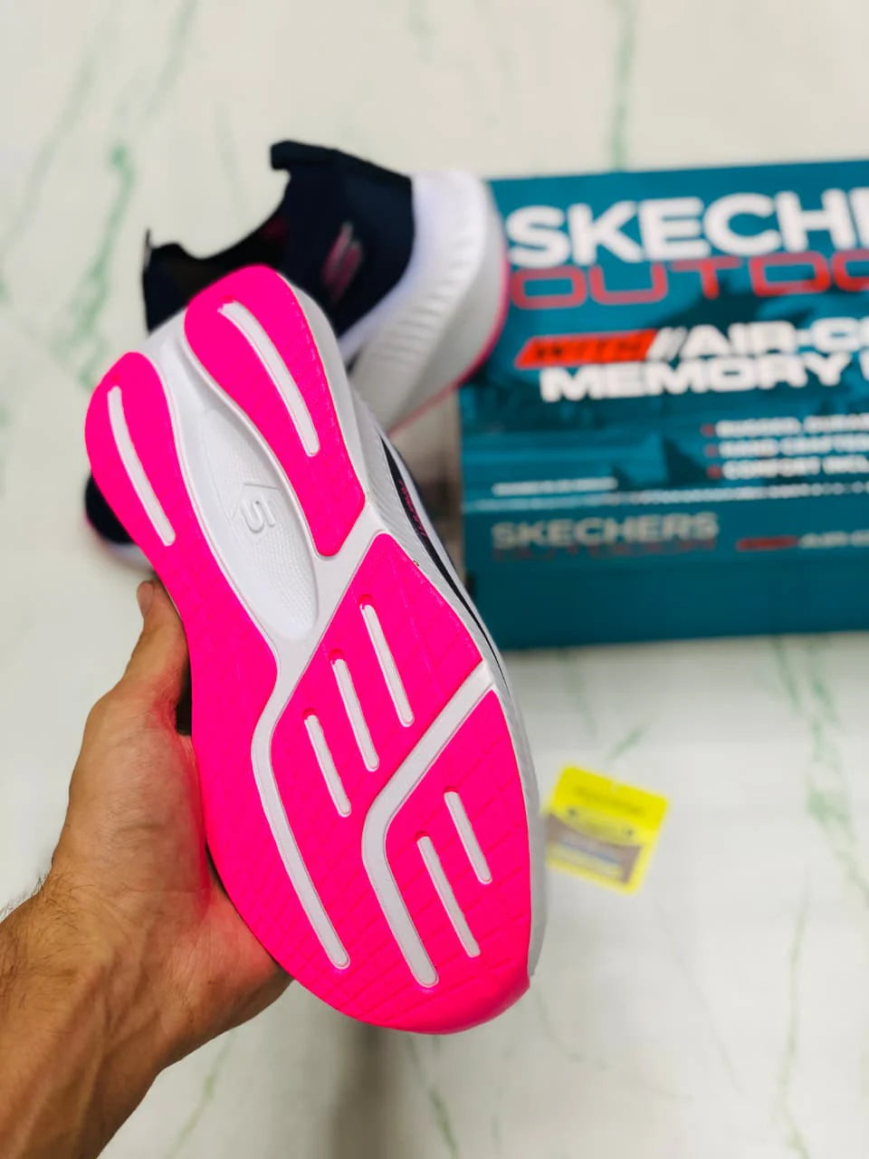 SKECHERS ARCHFIT NAVY AND PINK FOR WOMEN