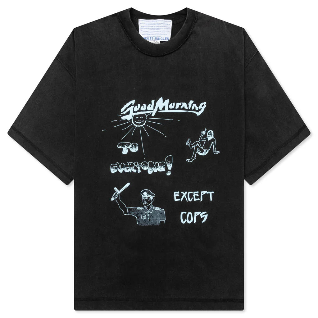 Good Morning Cops Vintage Wash Tee Washed Black