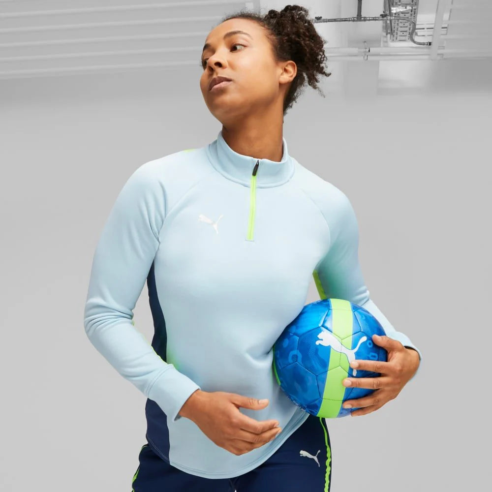 PUMA Womens Individualblaze 1 4 Zip Training Top Silver Sky Persian Blue