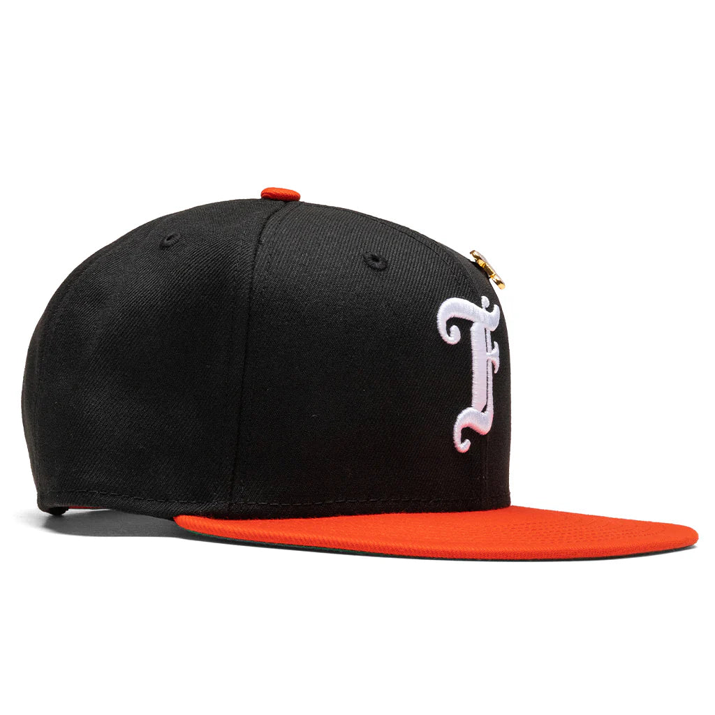 Feature x New Era Old English F Snapback Hat w Pin Black Orange