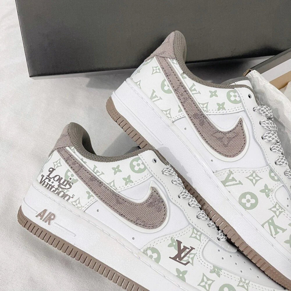 Louis Vuitton x Nike Air Force 1 White Mocha Monogram Custom