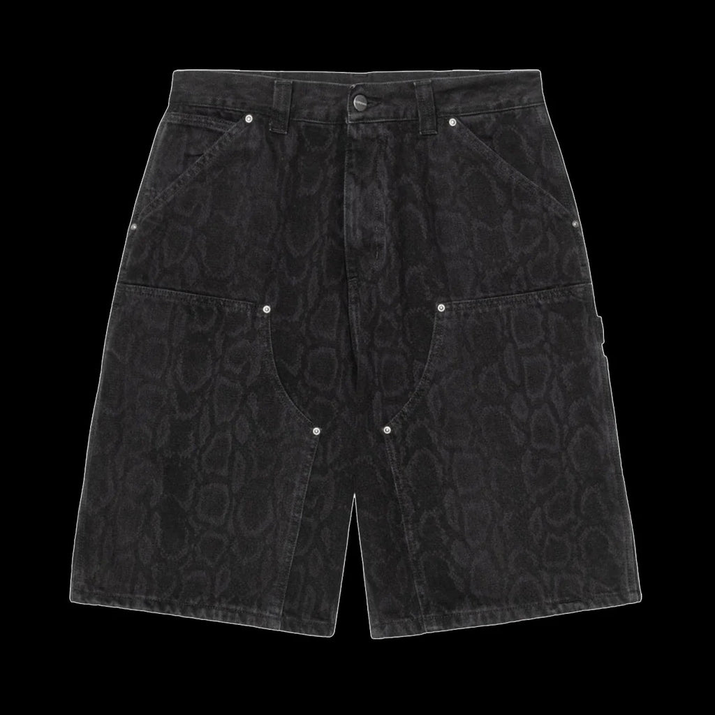 Carhartt WIP OG Double Knee Shorts Snake Camo Black Heavy Stone Wash