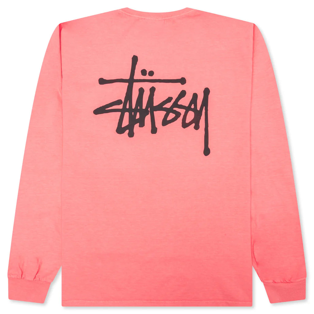 Basic Stussy Pigment Dyed L S Tee Coral