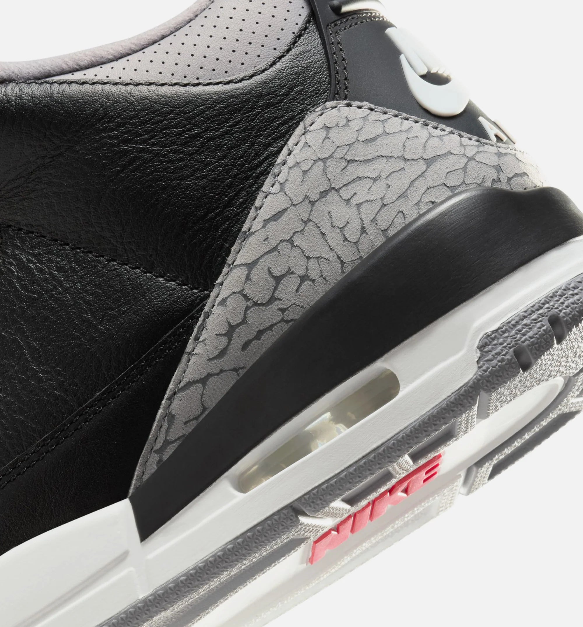 Air Jordan 3 Retro Black Cement Mens Lifestyle Shoe Black Fire Red Cement Grey Summit White
