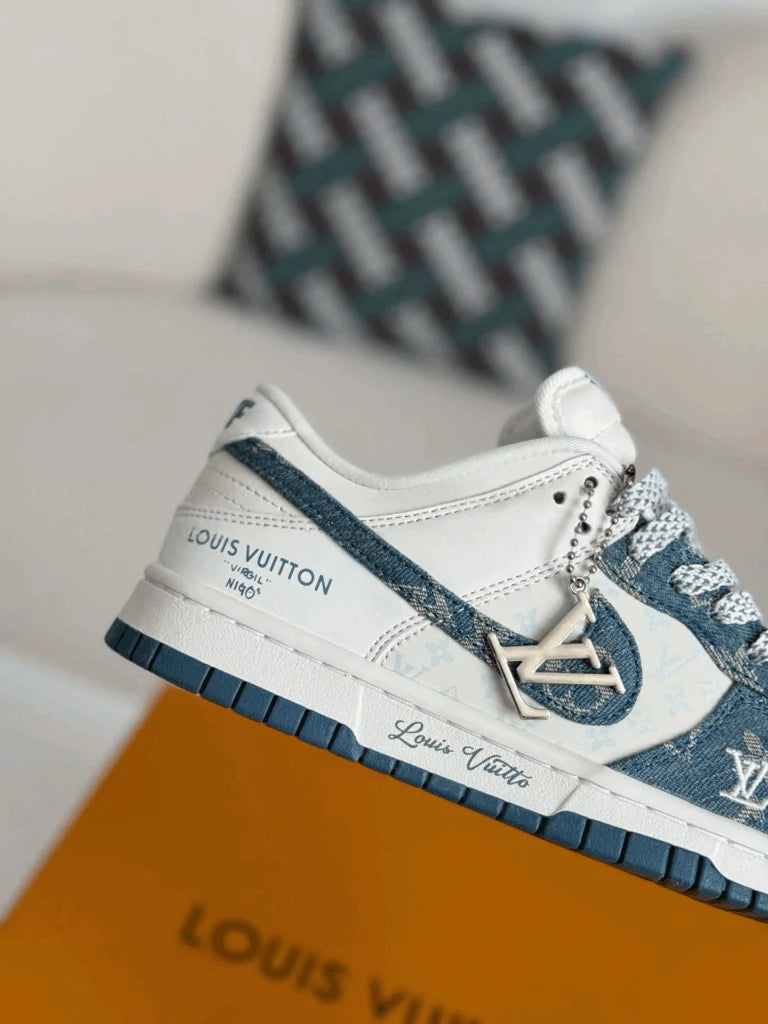 Nike Air Jordan 1 x LV Blue Monogram Denim Edition Dunk Low Custom