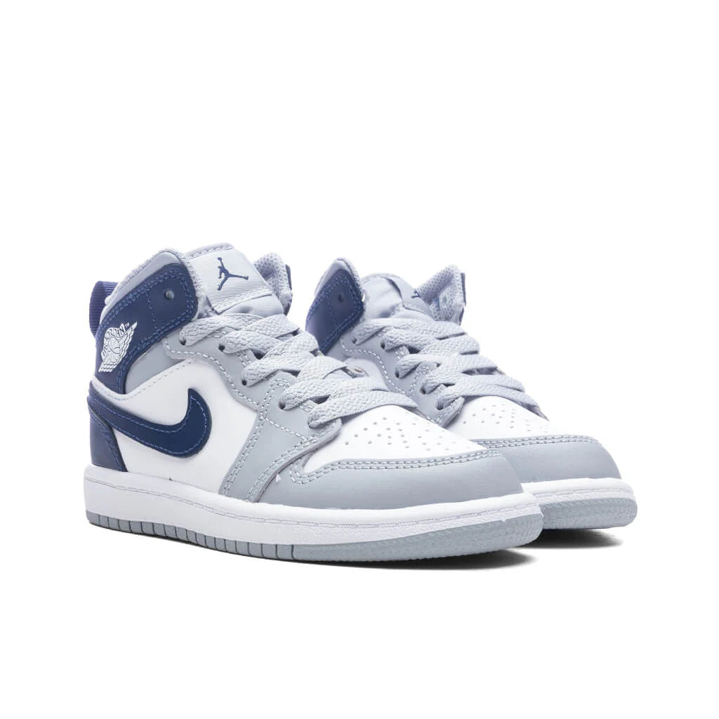 Jordan 1 Mid PS White Midnight Navy Wolf Grey