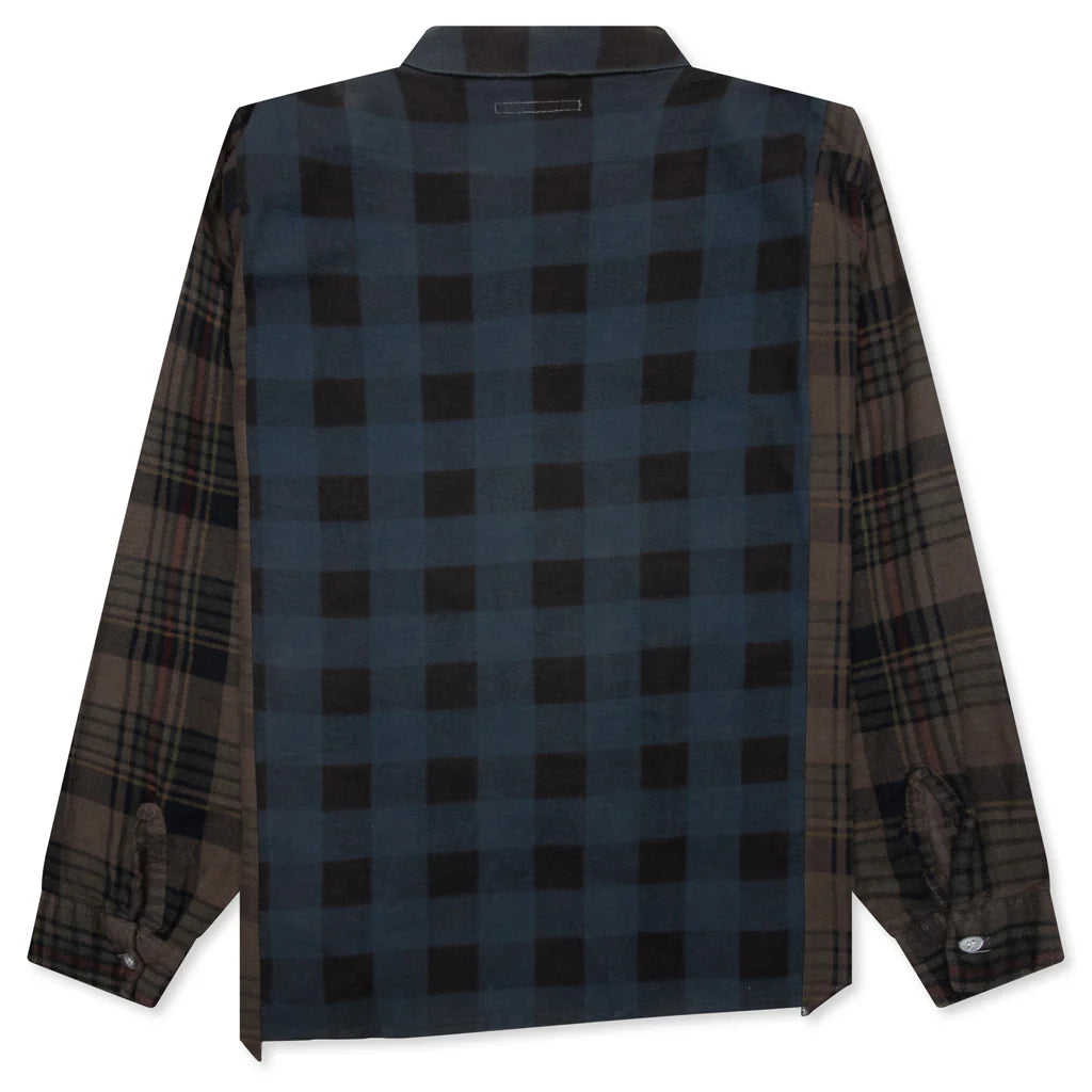 Over Dyed Ribbon Wide Shirt Brown