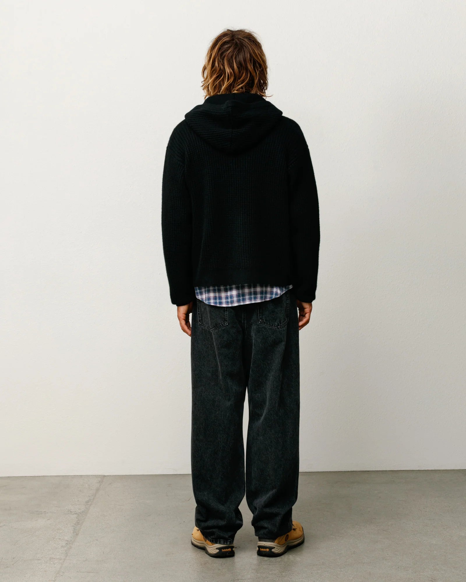 WAFFLE CASHMERE ZIP HOOD SWEATER