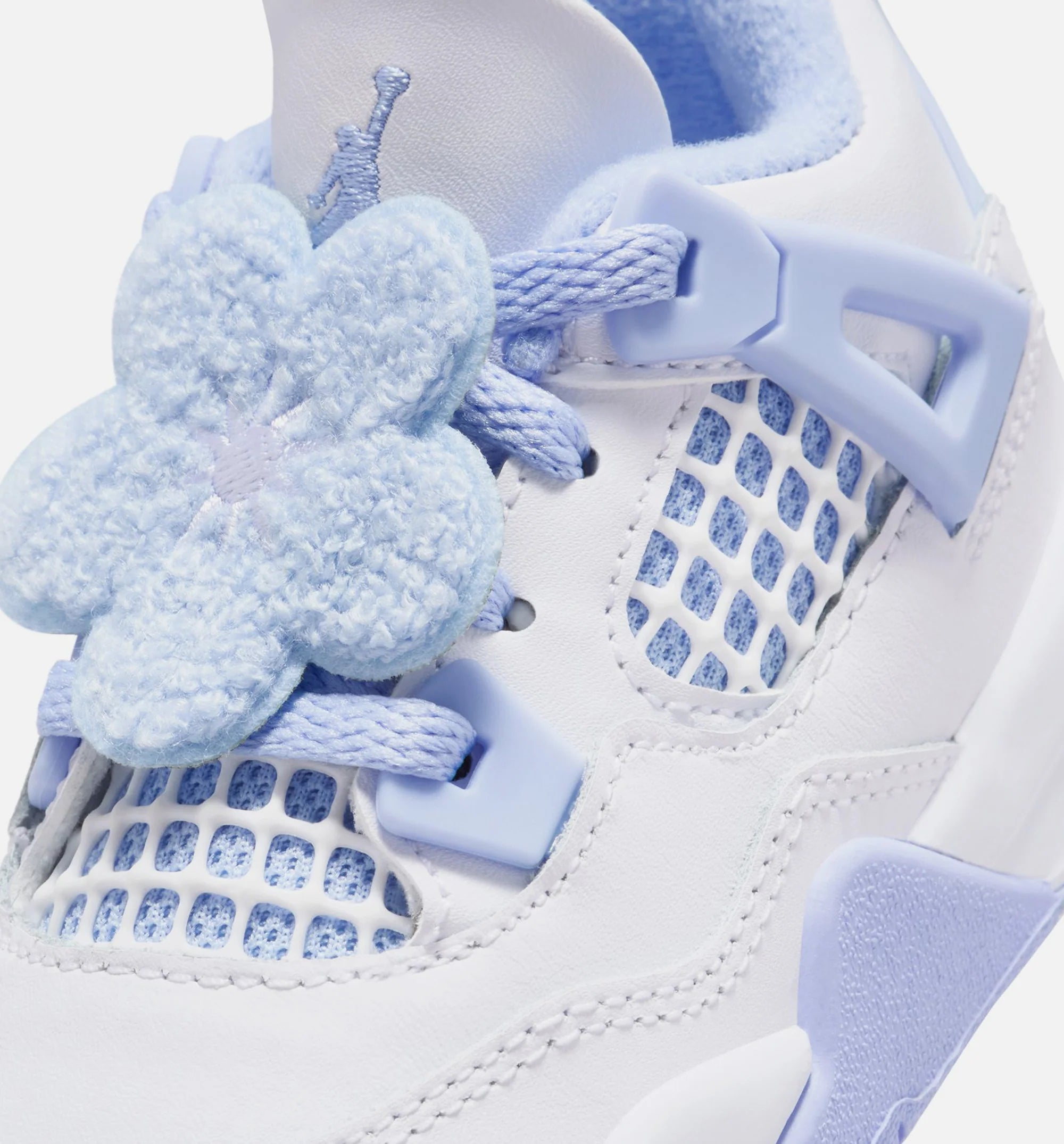 Air Jordan 4 Retro Aluminum Infant Toddler Lifestyle Shoe White Aluminum Blue Tint Oil Green