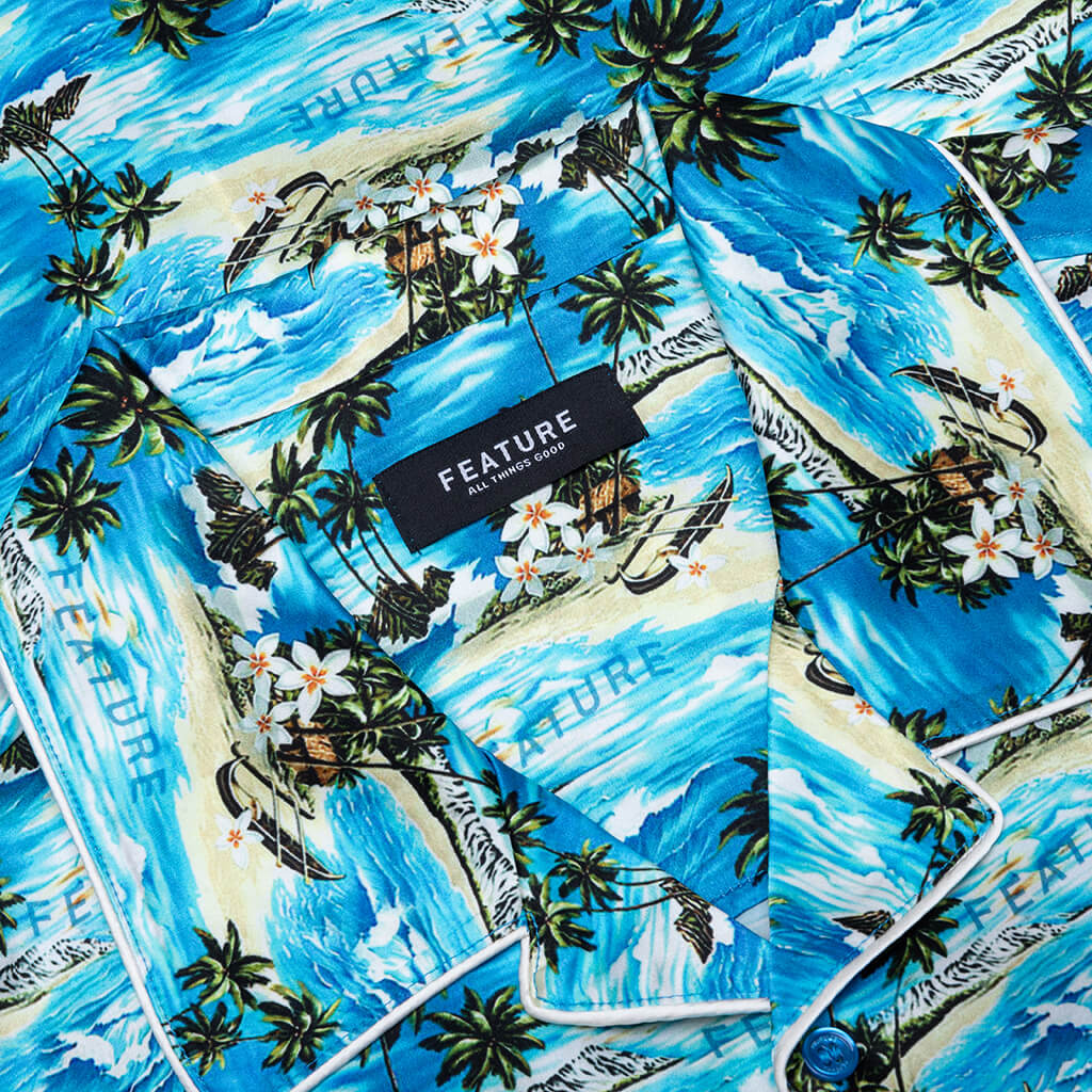 Hitchcock Hawaiian Silk Shirt Blue