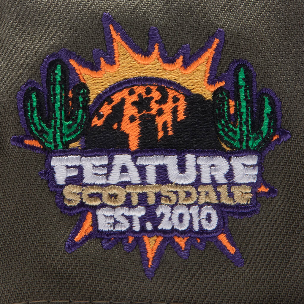 Feature x New Era Old English Scottsdale Snapback Olive Purple