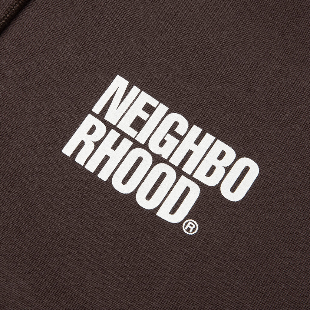 Classic L S Sweat Zip Hoodie Brown
