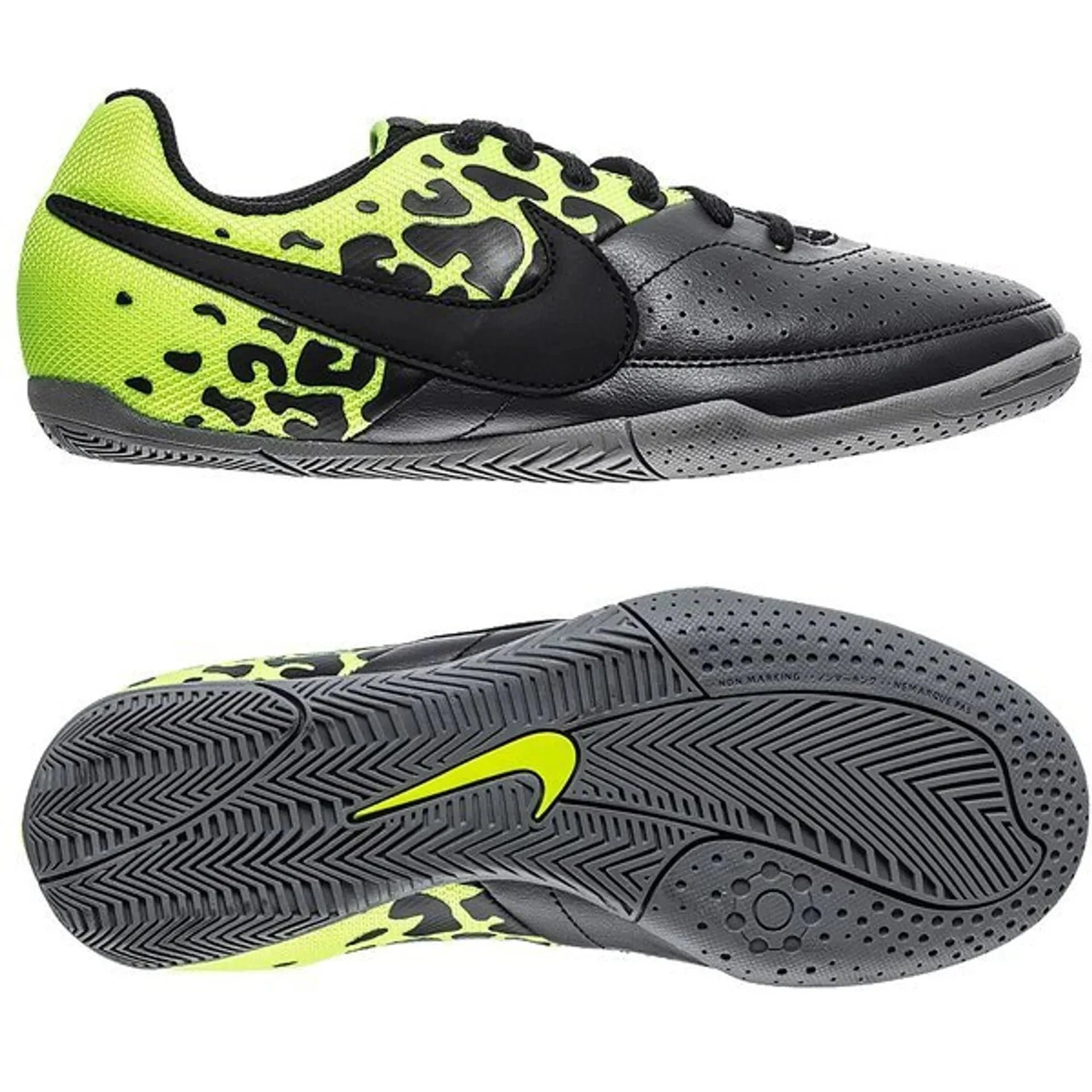 Nike JR Elastico II Indoor Soccer Shoes Dark Charcoal Black Volt Grey