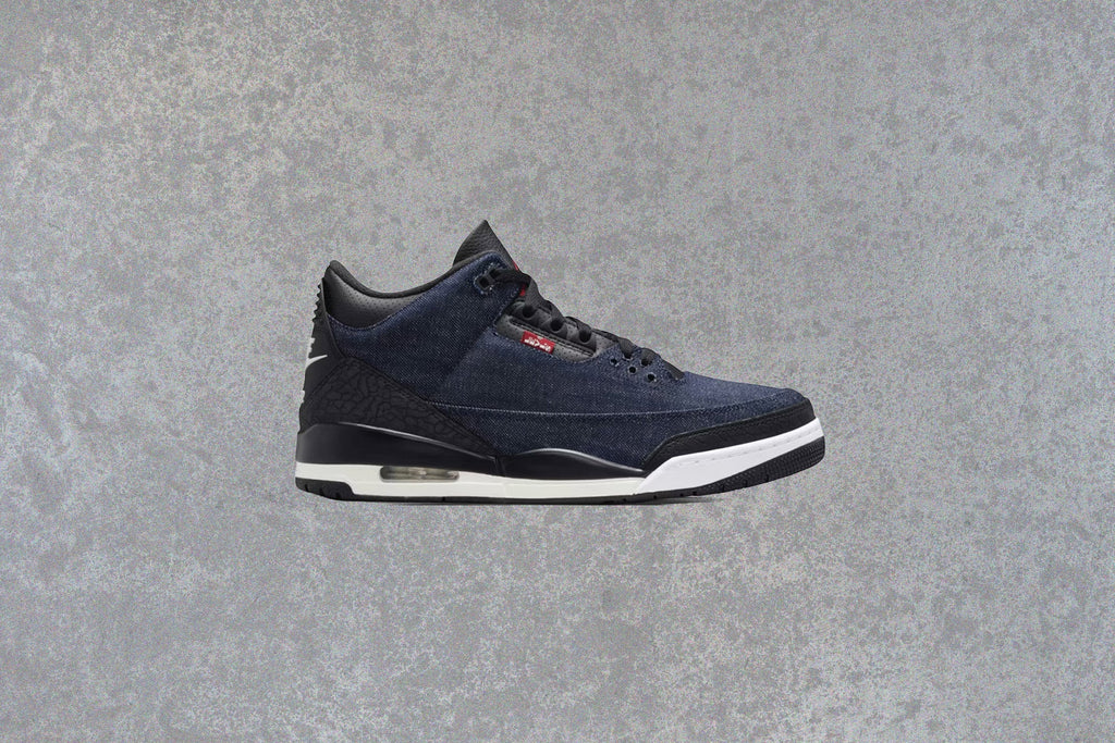 Air Jordan 3 x Levis Rigid Denim Denim Black Sail Indigo Gym Red