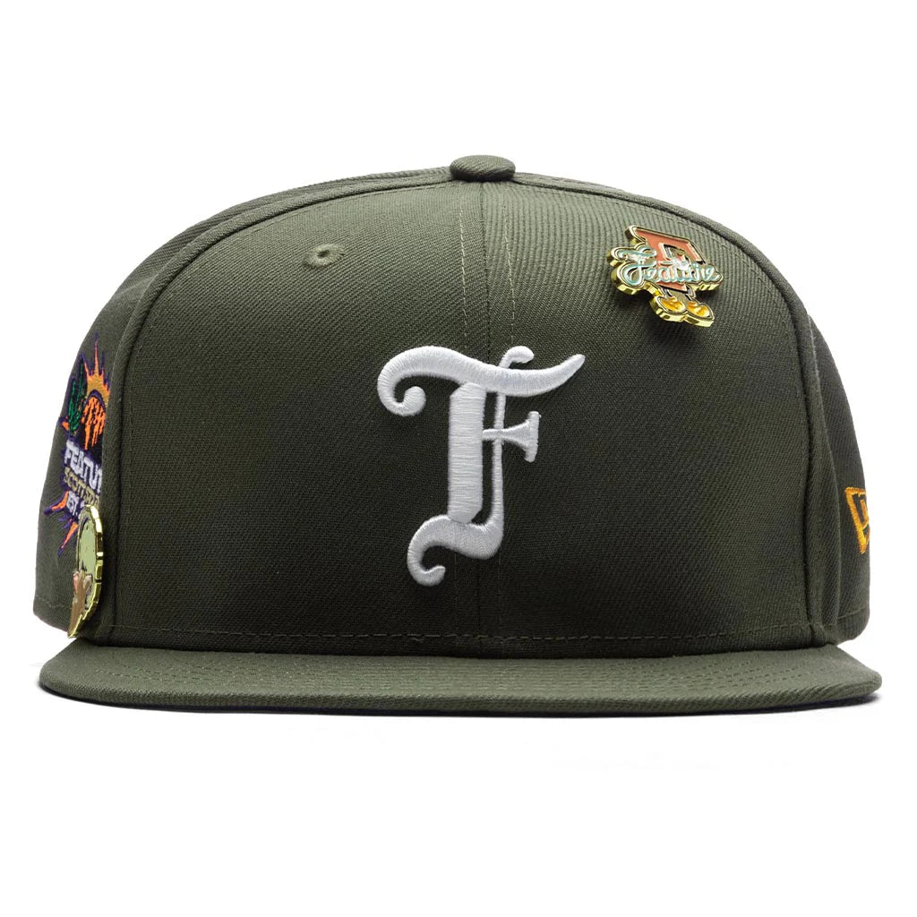 Feature x New Era Old English Scottsdale Snapback Olive Purple