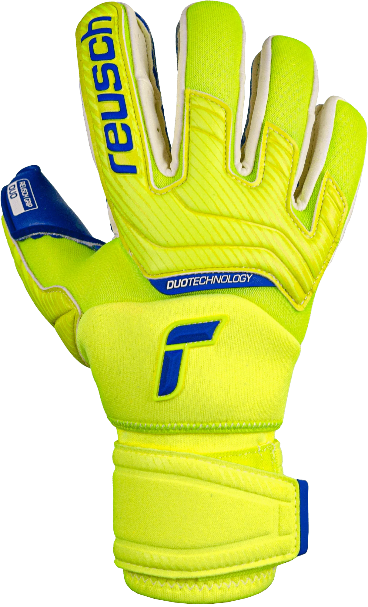 Reusch Attrakt Duo Ortho Tec Goalkeeper Gloves Fluo Yellow Blue