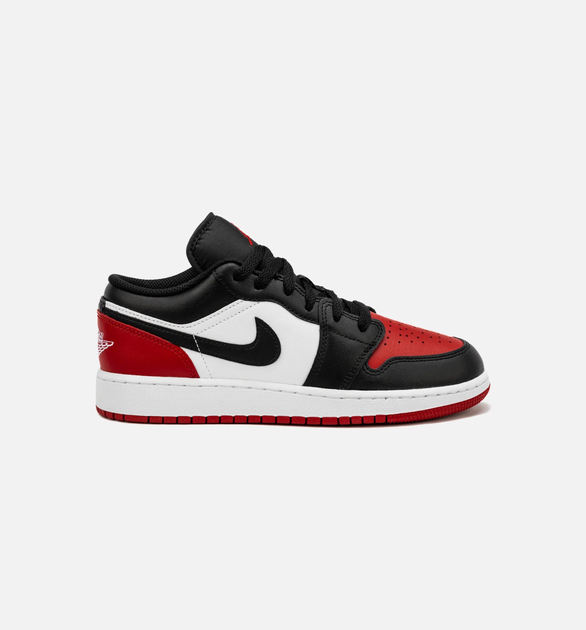 Air Jordan 1 Low Bred Toe Grade School Lifestyle Shoe Red Black