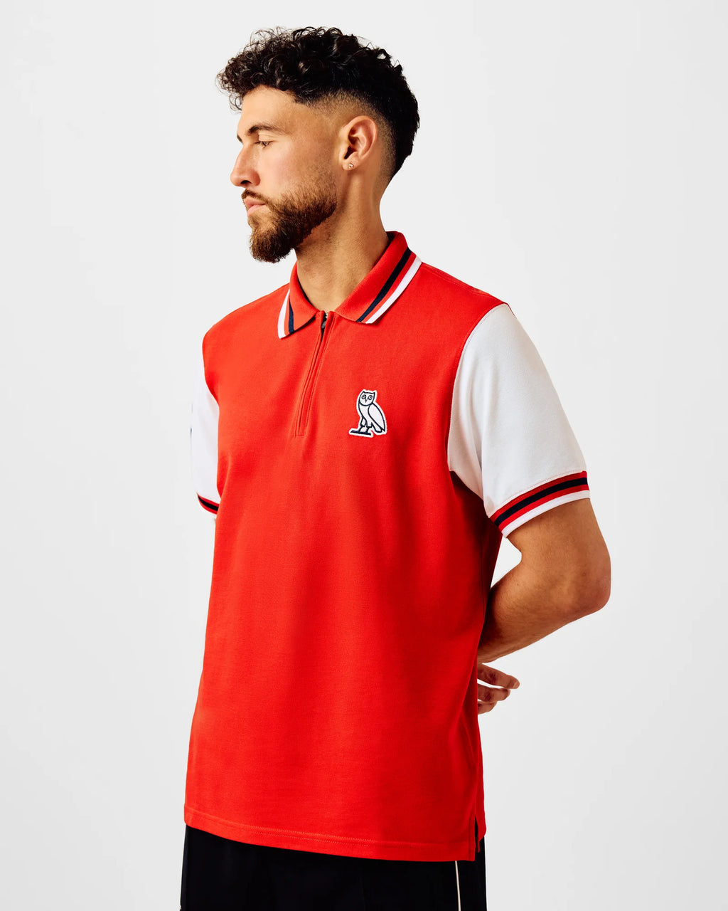 Quarter Zip Short Sleeve Polo Red