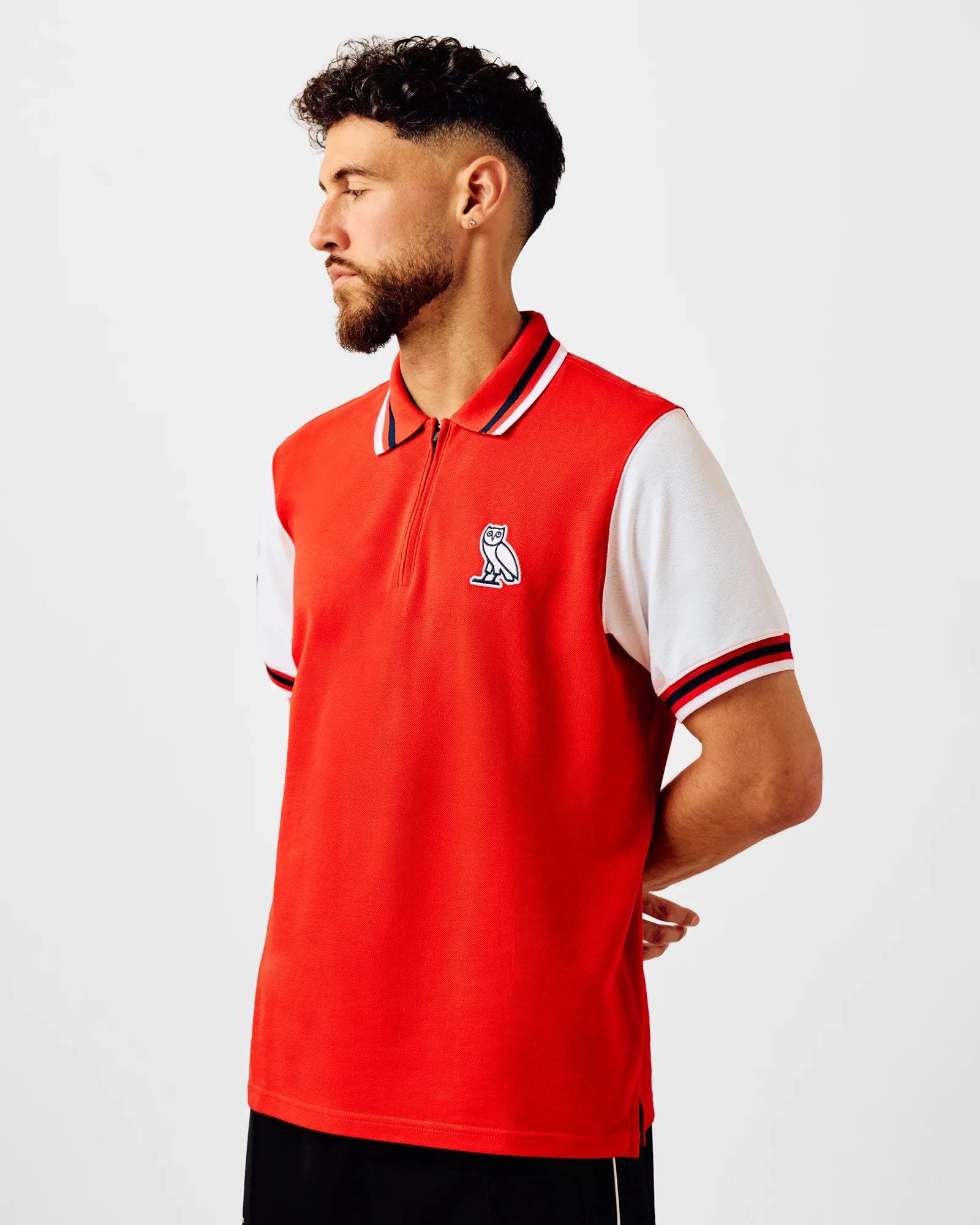 Quarter Zip Short Sleeve Polo White