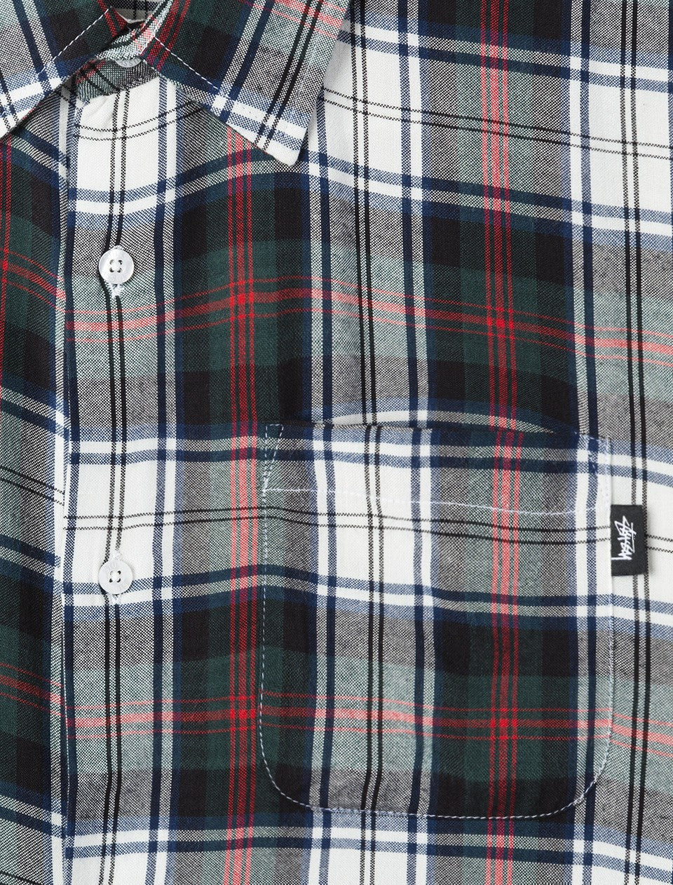 Standard Plaid Mens Shirt White Red Black
