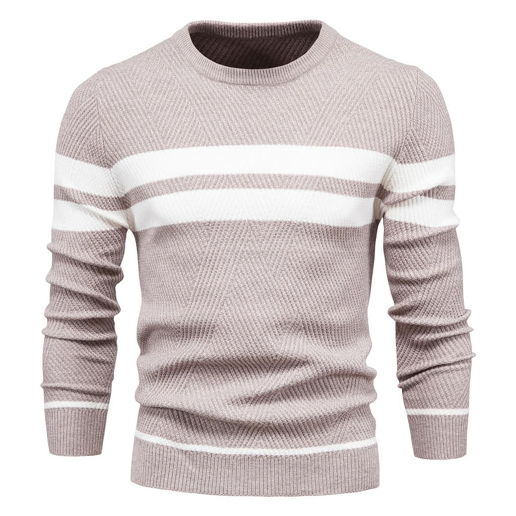 Mens Crew Neck Pullover Striped Sweater