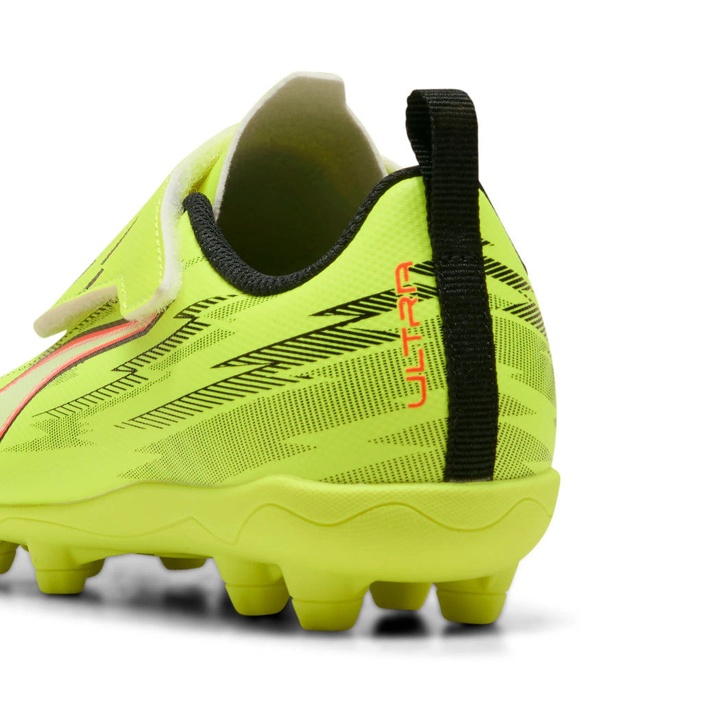 PUMA Ultra 6 Play V FG AG RB Firm Multi Ground Youth Soccer Cleats Yellow Black Red