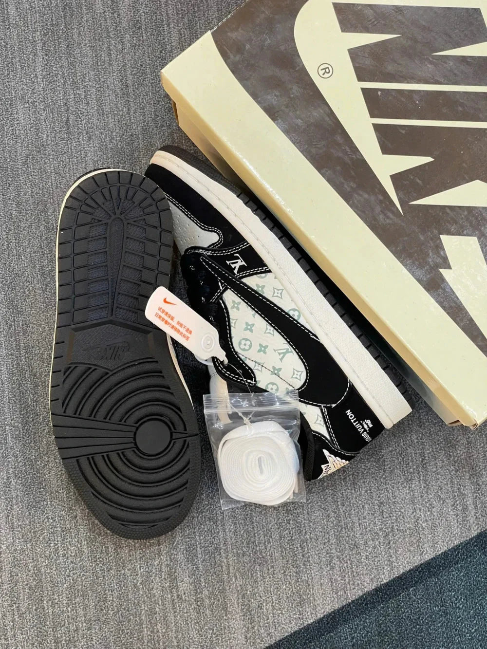 Louis Vuitton x Nike Air Jordan 1 Low Panda Monogram Custom
