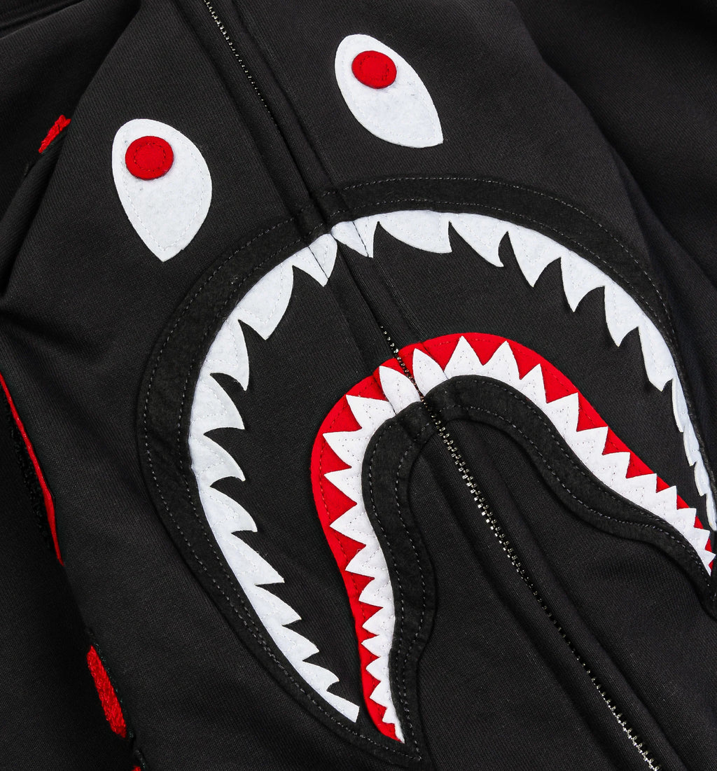 Bape x Adidas Shark Fleece Full Zip Mens Hoodie Black