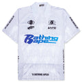 Flame Pattern Overall Print Half Zip Relax Fit Polo Shirt White