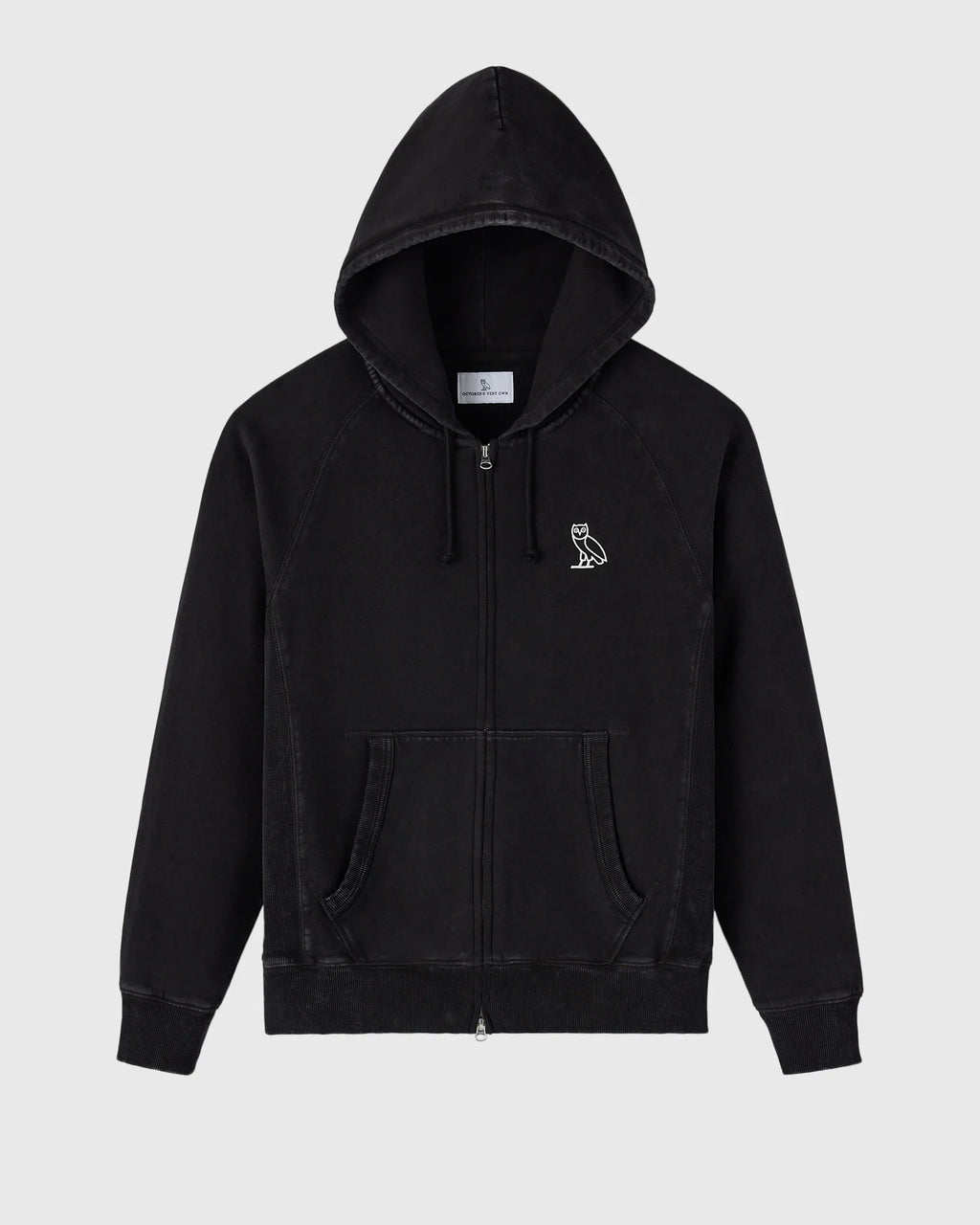 Muskoka Raglan Full Zip Hoodie Garment Dyed Black