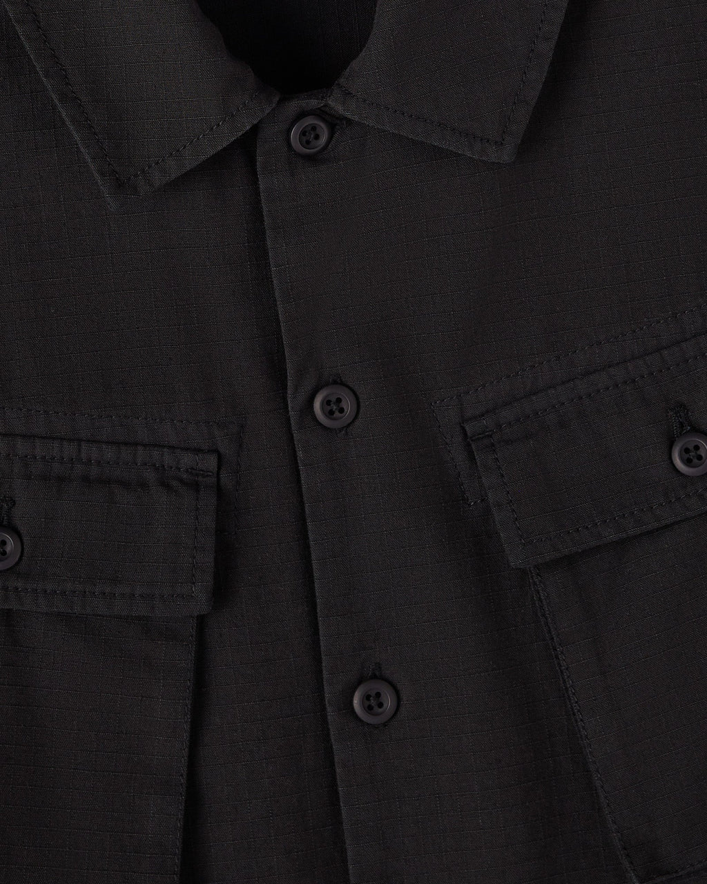 Linen Ripstop Camp Shirt Black